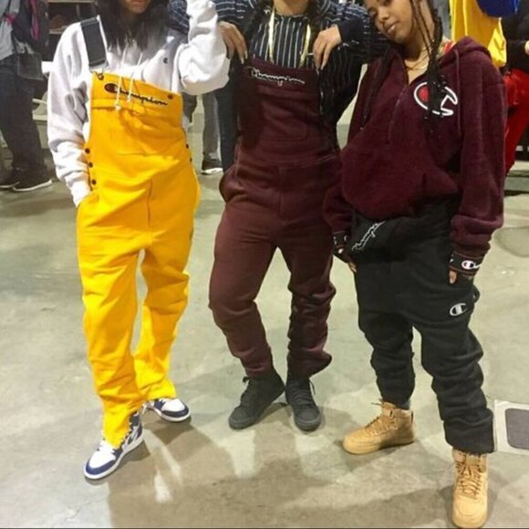 Champion Life™ Super Fleece 3.0 Overalls Size S Unisex Yellow Pockets Sweatpants - Picture 3 of 11